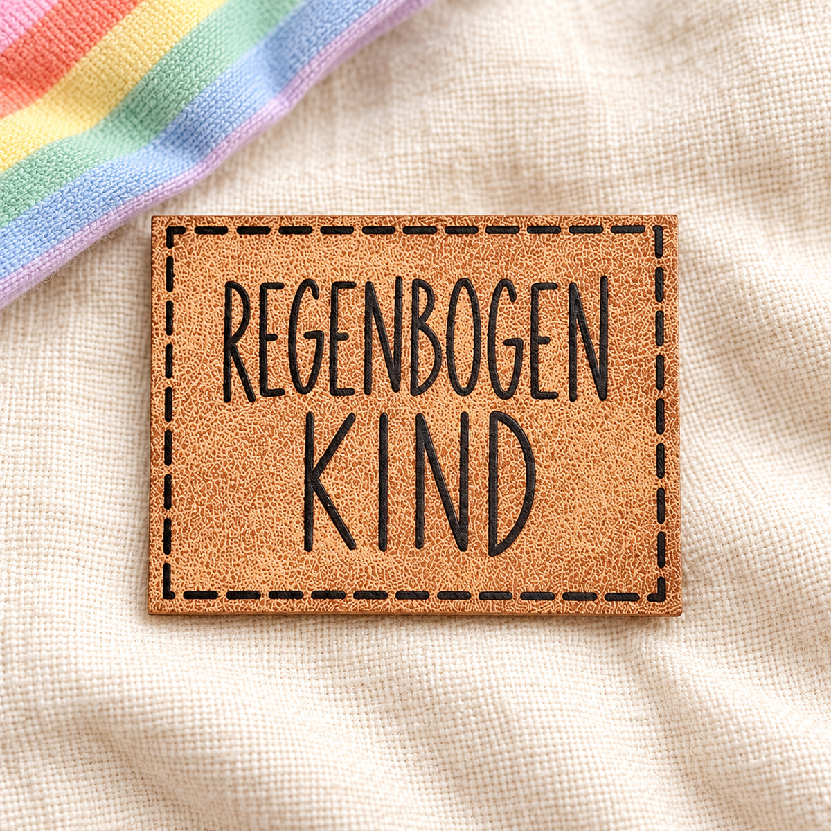 Kunstleder-Patch „REGENBOGEN KIND“ – zum Aufnähen