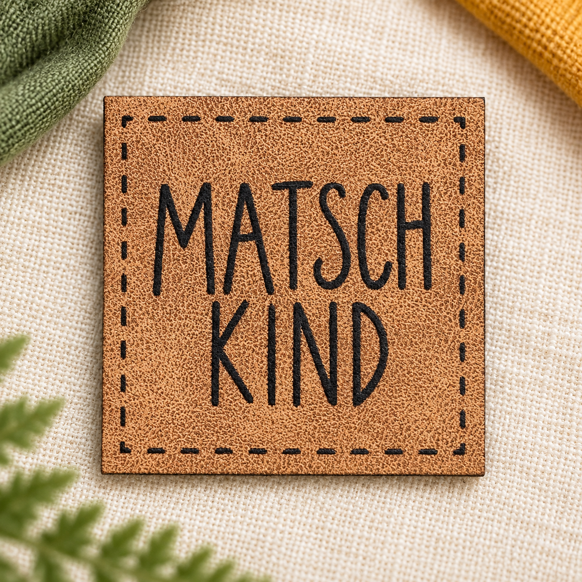 Kunstleder-Patch mit „MATSCHKIND“ – zum Aufnähen