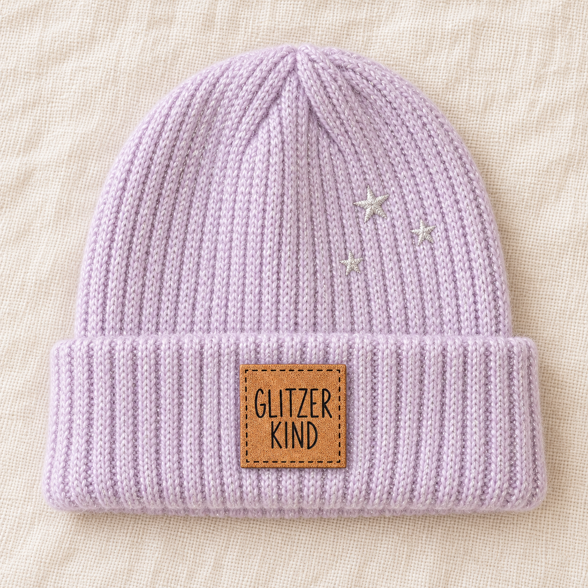 Kunstleder-Patch mit „GLITZER KIND“ – zum Aufnähen