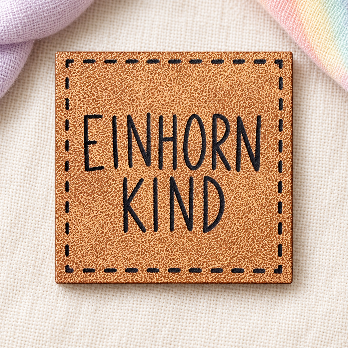 Kunstleder-Patch mit „EINHORN KIND“ – zum Aufnähen